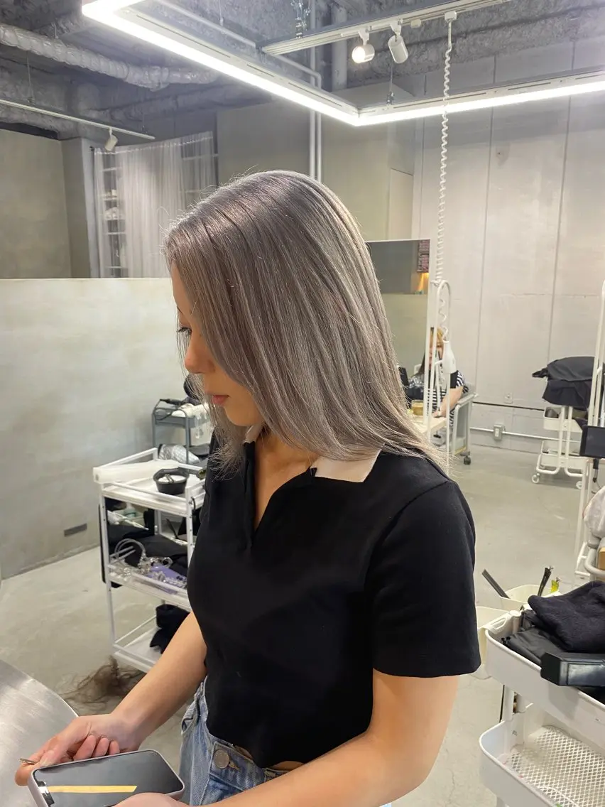 ミディアム カラー ヘアカラー 前橋 姫奈のヘアスタイル