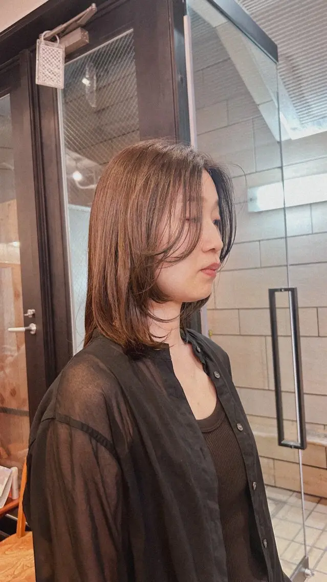 ミディアム 顔まわりレイヤー 韓国風ヘア レイヤーカット 🌿ボブ パーマ高橋啓太🌿のヘアスタイル