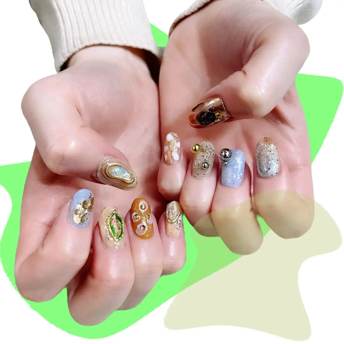 ネイル オーロラネイル 氷ネイル・うるうるネイル 韓国ネイル マグネットネイル ミラーネイル VOLLMOND nailのネイルデザイン