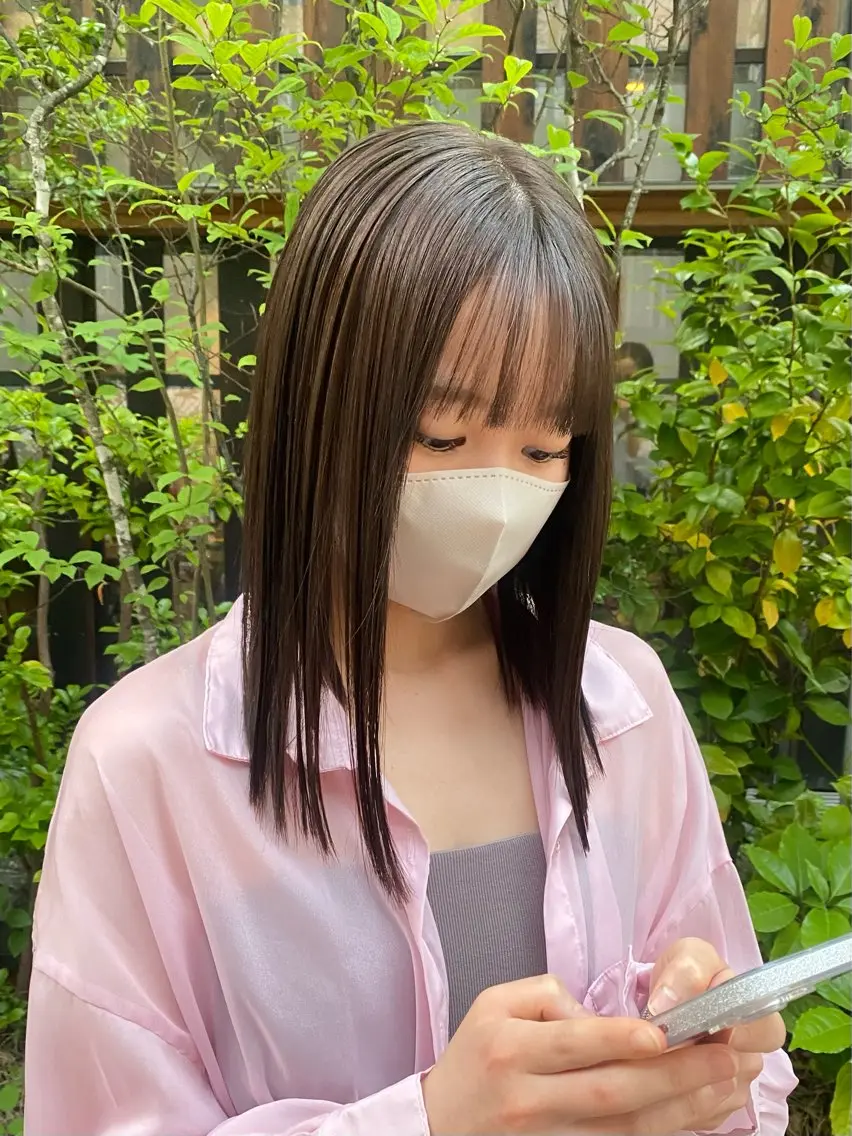 セミロング カラー ベージュカラー ショコラベージュ オレンジ asuka‪‪‎🤍 Lita 1Fのヘアスタイル