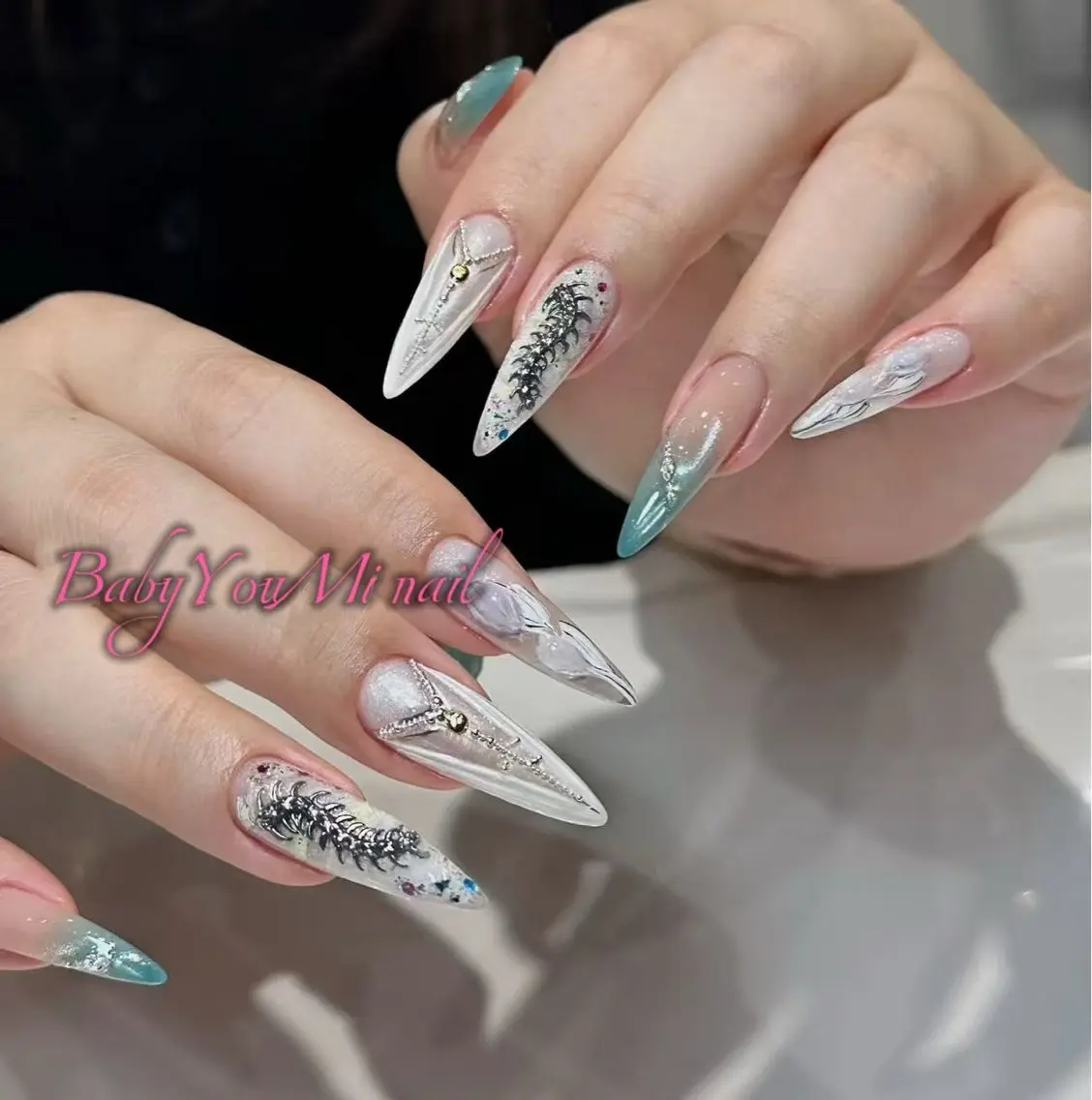ネイル オーロラネイル 成人式 フットネイル フレンチネイル ジェルネイル ハンドネイル BabyYouMi nailのネイルデザイン