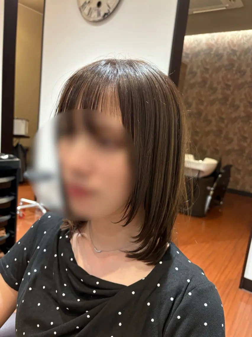 ミディアム 顔まわりレイヤー 顔周りカット レイヤーカット カット トリートメント 💜堀 有紀💜のヘアスタイル