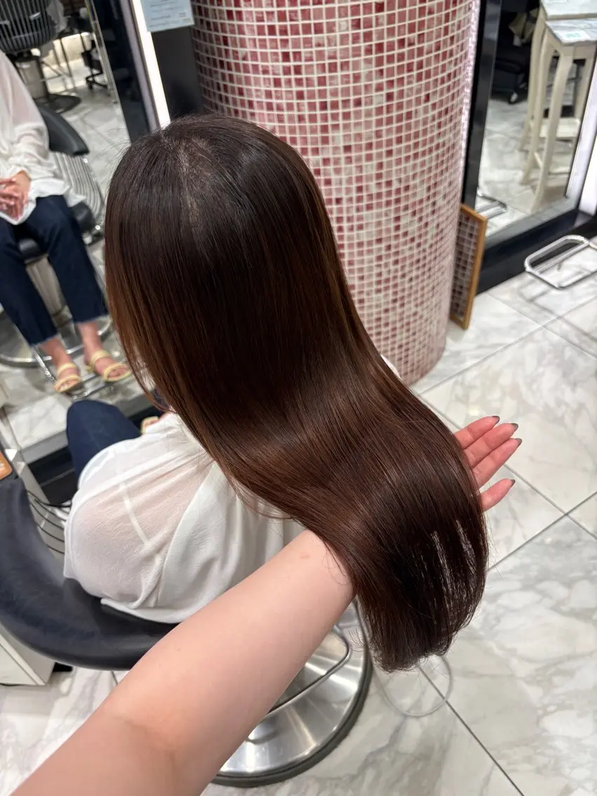 ロング カラー パーマ ヘアアレンジ 縮毛矯正 髪質改善🌿‬ストレ ートパーマ/リナ🎀のヘアスタイル