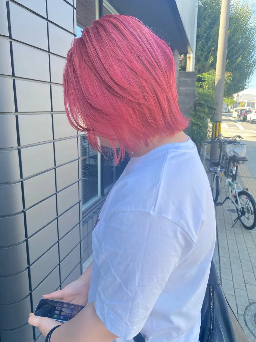 ミディアム カラー ダブルカラー ハイトーンカラー レッドカラー カット ヘアカラー トリートメント 山﨑 大暉【ダブルカラー】のヘアスタイル