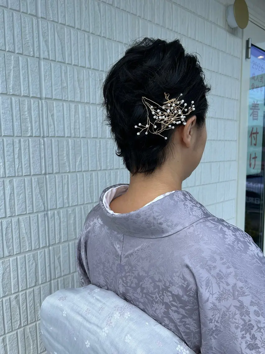 ショート ヘアアレンジ ショートヘア 着付け アミオーガニック カラーのヘアスタイル