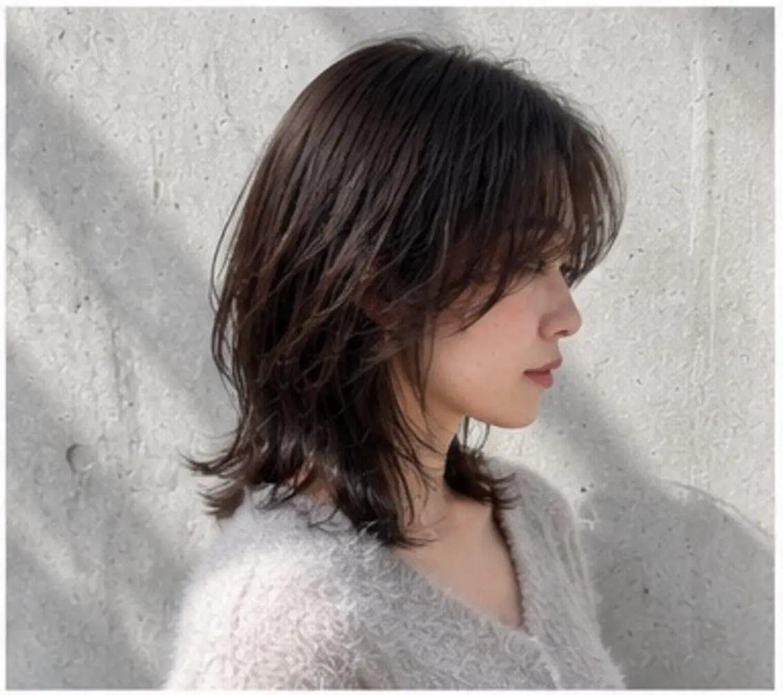 ミディアム カラー パーマ ヘアカラー トリートメント 透明感カラー レイヤー/コウスケのヘアスタイル