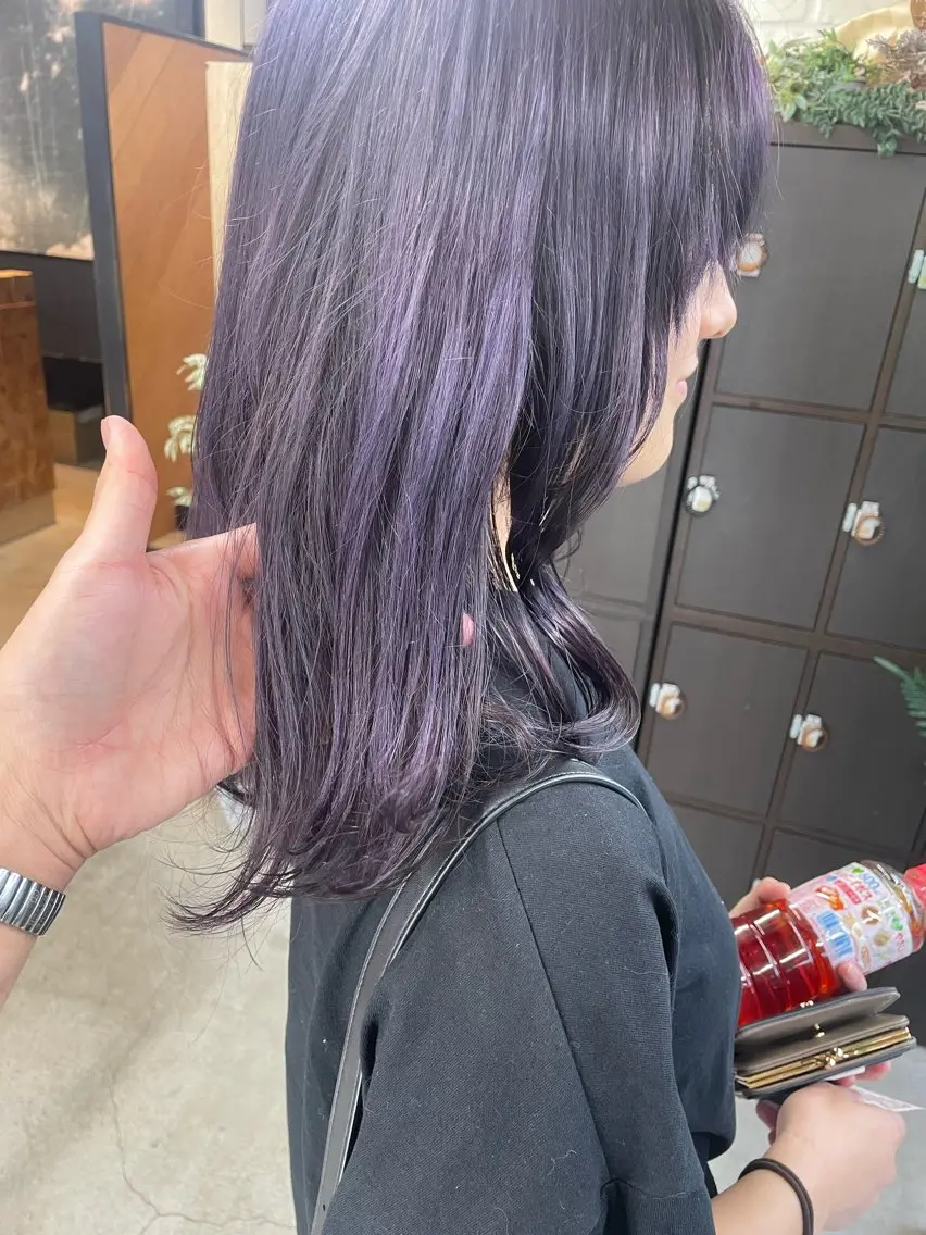 ミディアム パープルカラー テラダ ユウシン西金沢のヘアスタイル