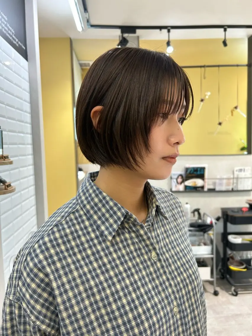 ショート カラー ボブレイヤー ボブ レイヤーカット カット トリートメント hubhair レイヤー/透明感のヘアスタイル
