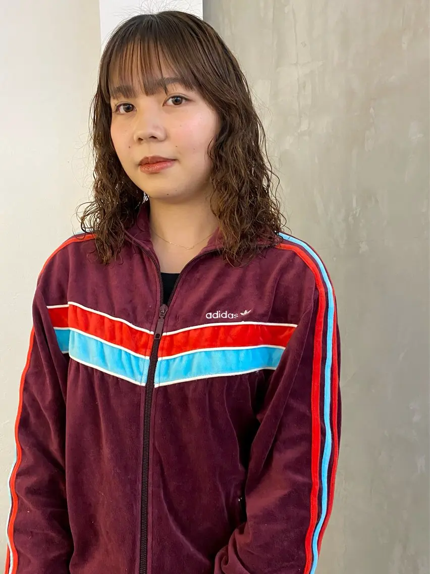 セミロング パーマ セミロングパーマ プードルパーマ カット パーマ トリートメント 森貴裕/ベージュ/ パーマ/オリーブのヘアスタイル