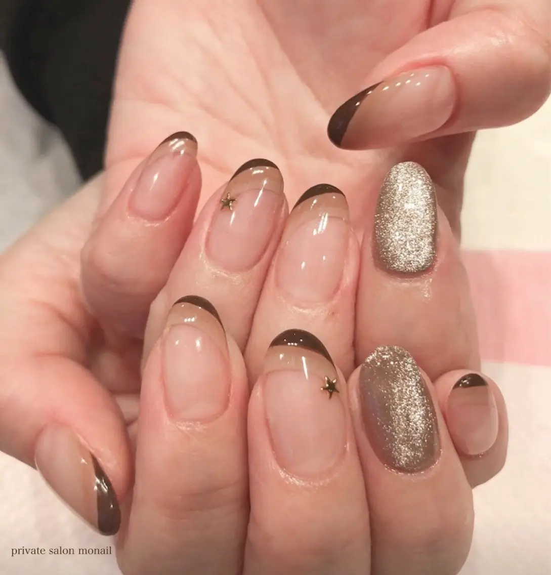 ネイル フレンチネイル マグネットネイル ハンドネイル nail salon monailのネイルデザイン