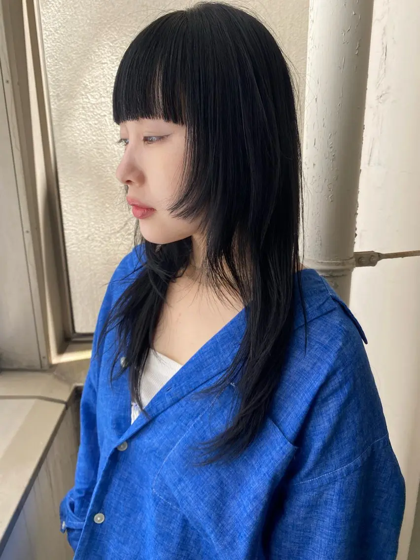 ロング カラー 黒髪 ブルーカラー ブルーブラック 🌸透明感艶 カラー🌸Yuukiのヘアスタイル