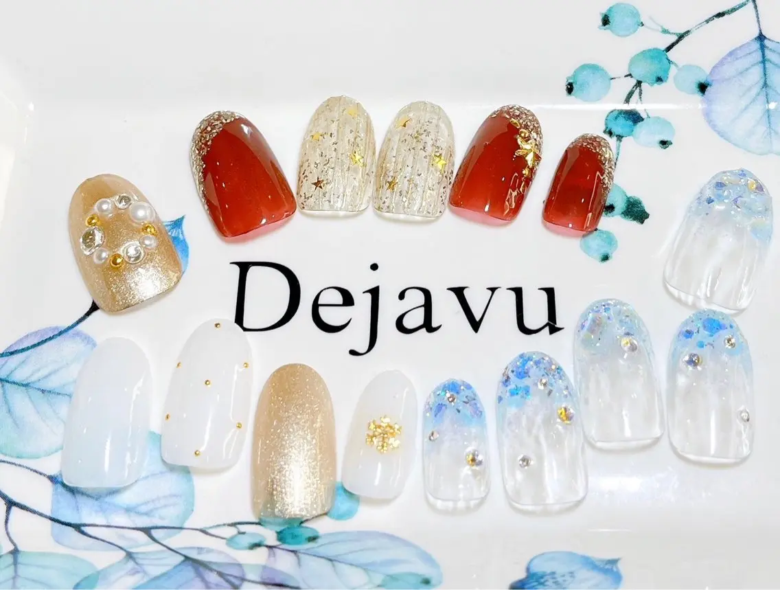 ネイル アートネイル ジェルネイル シンプルネイル 冬ネイル ハンドネイル Nail salon Dejavu 🌿のネイルデザイン