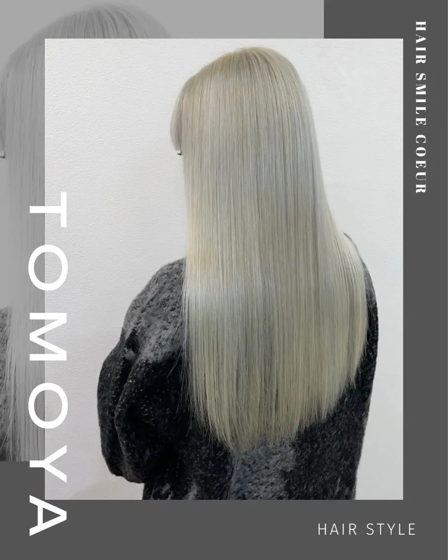 ロング ミストバング ハイライト 髪質改善 ヨシンモリ 韓国風ヘア カット ヘアカラー COEUR🌟 TOMOYAのヘアスタイル
