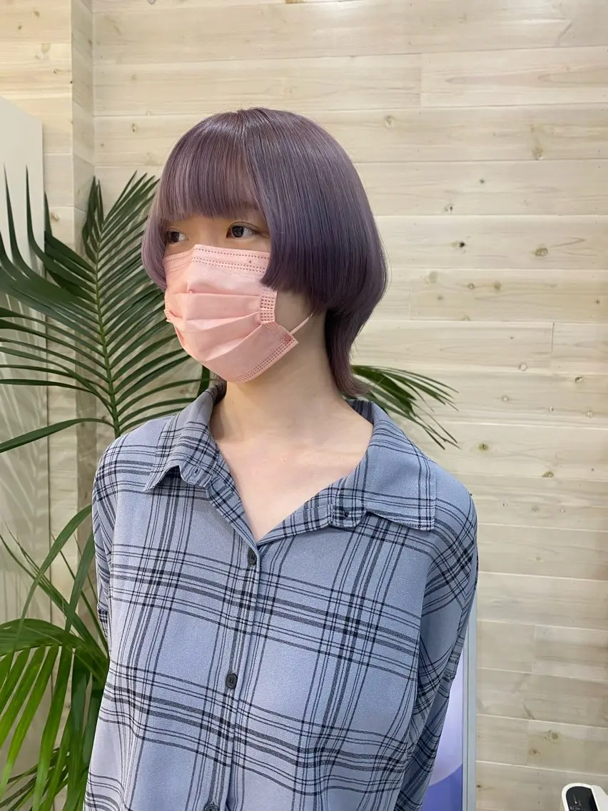 ショート カラー パープルカラー 韓国ヘア／艶カラー minamiのヘアスタイル