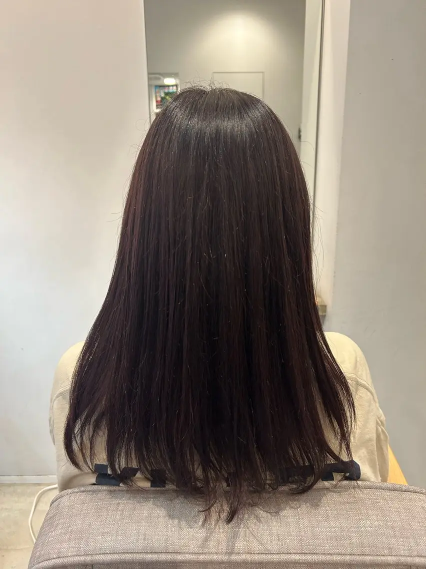 ロング カラー レッドカラー カット トリートメント ✂ショートボブ専門 津川里緒✨️のヘアスタイル