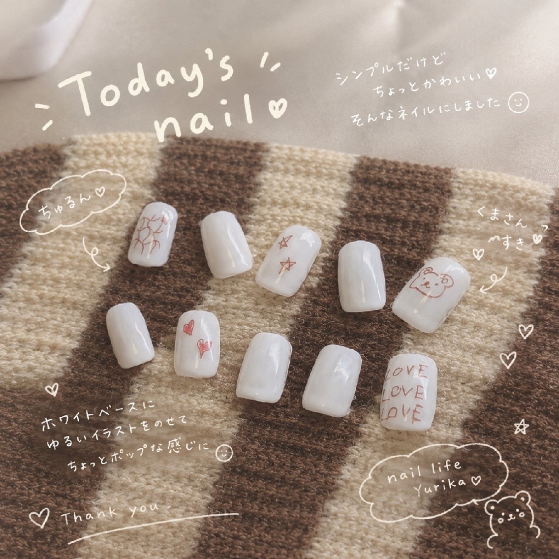 ネイル ハンドネイル ゆりか︎💕池下🧸 ゆるふわ ︎☁️のネイルデザイン