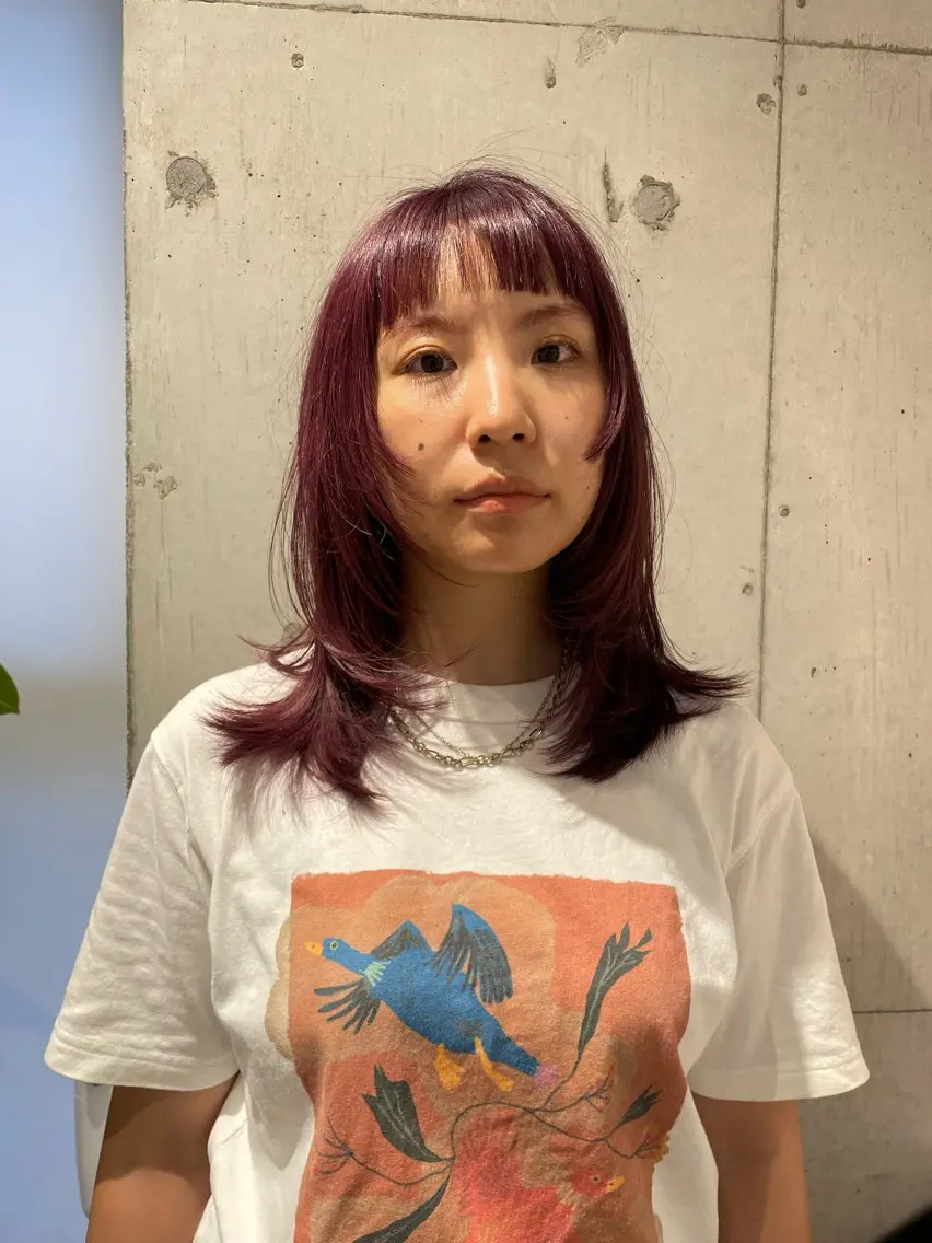 ミディアム カラー カット ヘアカラー ショートウルフくせ毛 お任せくださいのヘアスタイル