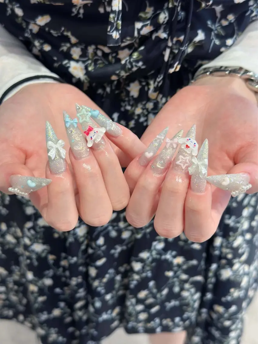 ネイル チークネイル ドット フレンチネイル グラデーション ハート ハンドネイル Julli NailStudioのネイルデザイン
