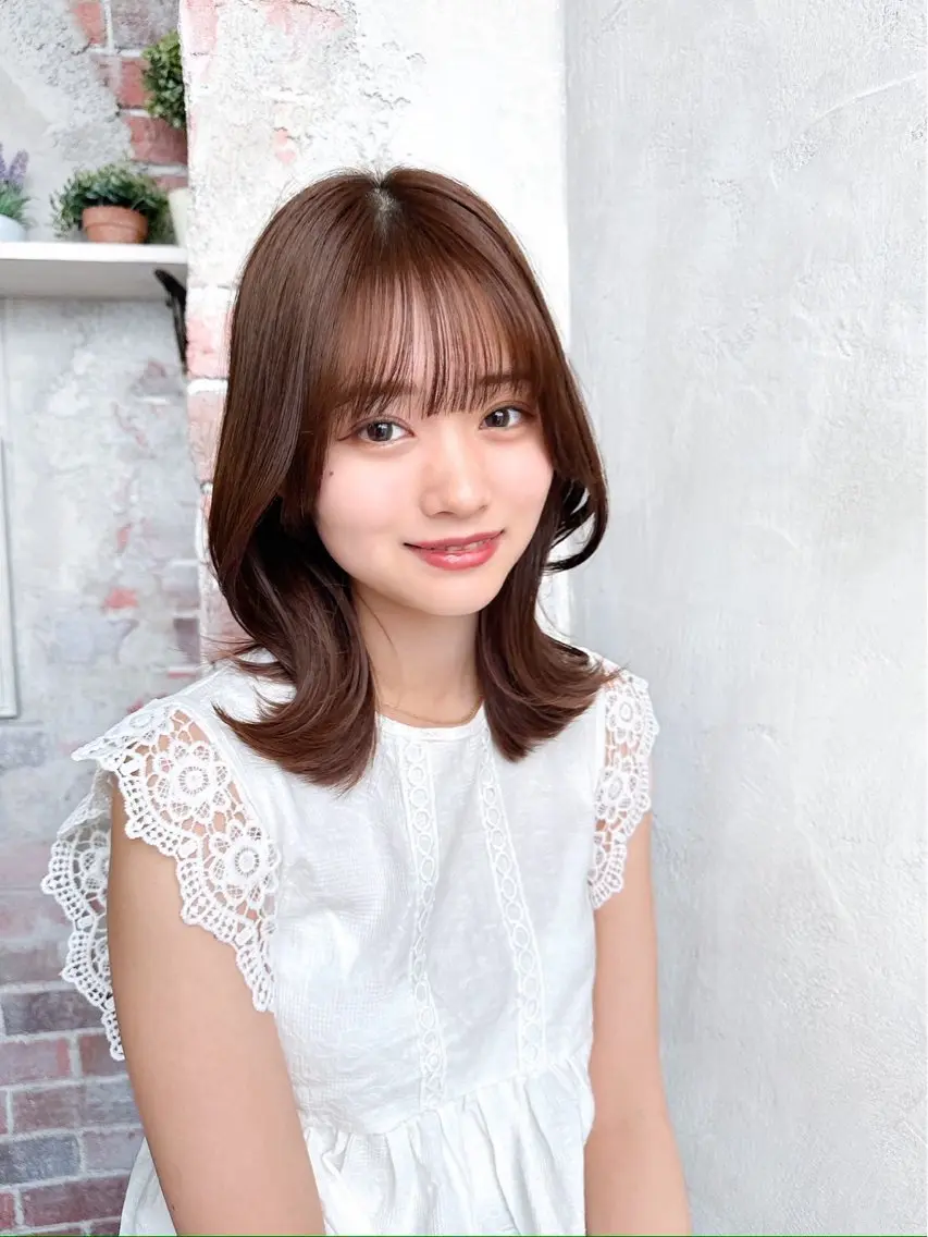 ミディアム 銀座/レイヤー 顔周りカット溝手優太のヘアスタイル