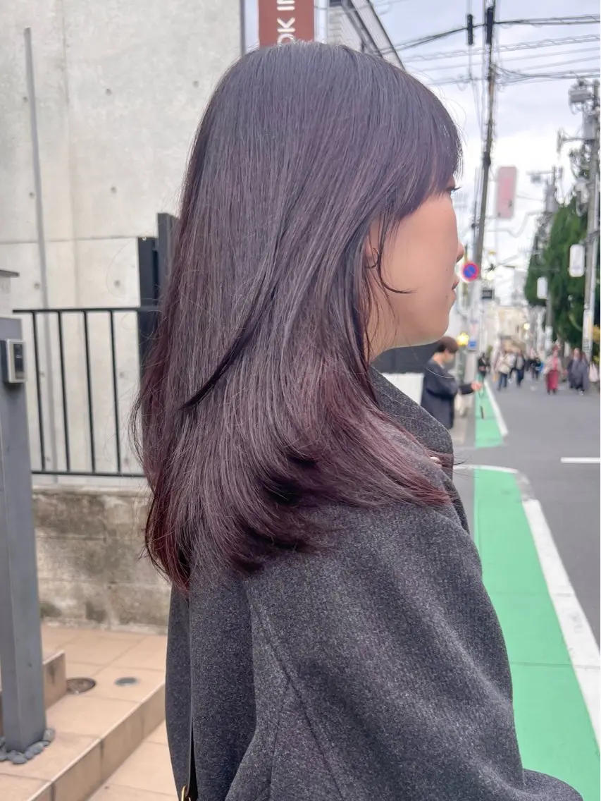 セミロング カラー ラベンダーカラー ラベンダーグレー レイヤーカット カット ヘアカラー トリートメント REN/レイヤー✂️ ブリーチなしカラー✨のヘアスタイル