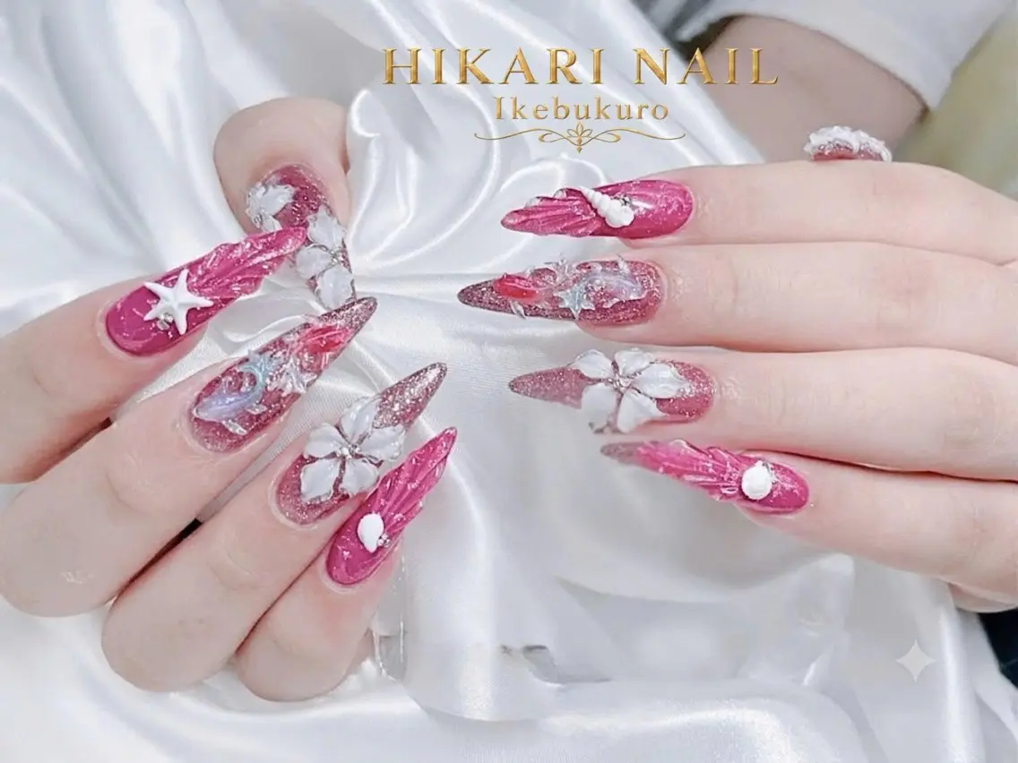 ネイル チークネイル 長さ出し フレンチネイル ガーリー ハロウィン ハンドネイル HikariNail Ikebukuroのネイルデザイン