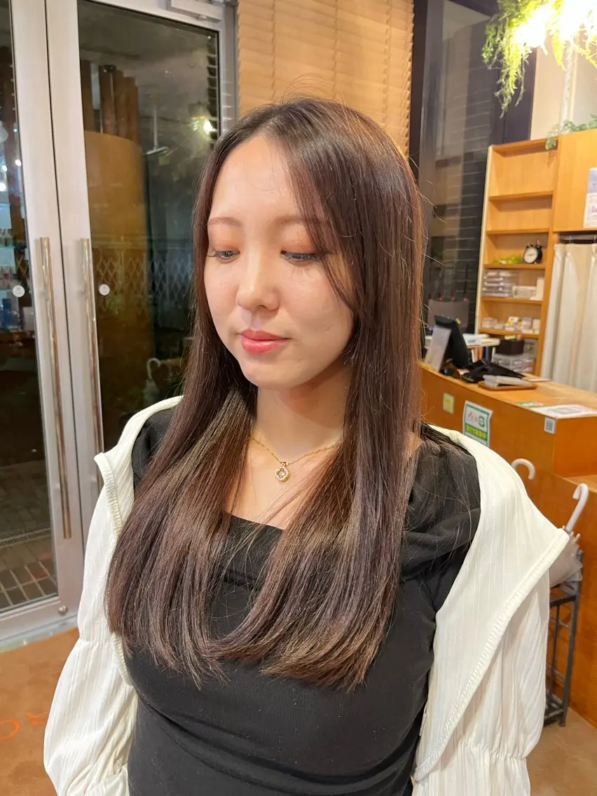 カラー ブラウンカラー ラベンダーカラー ヘアカラー しみず ちかえのヘアスタイル