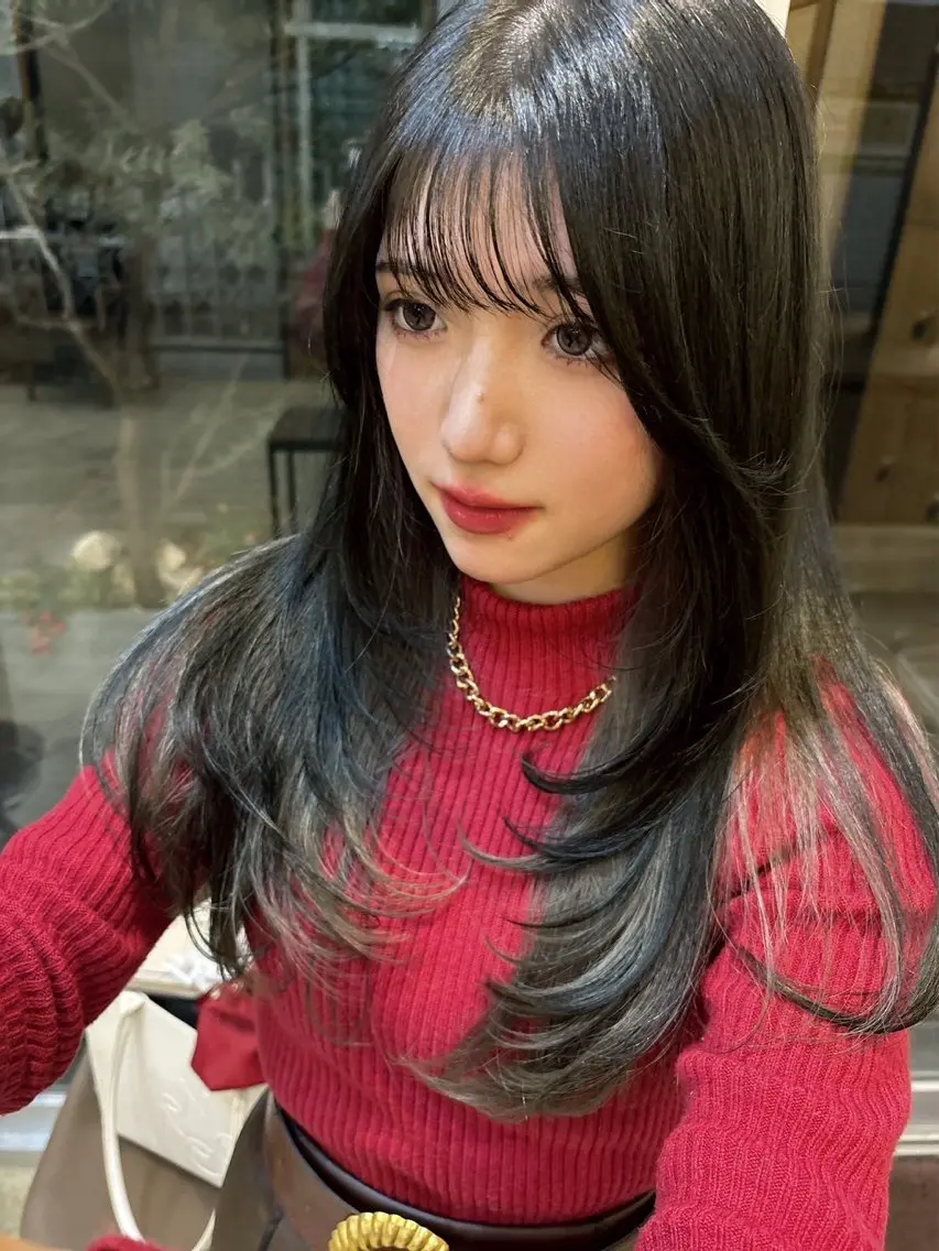ロング 顔周りカット レイヤーカット Hana❁⃘*.゚ Jr.stylistのヘアスタイル