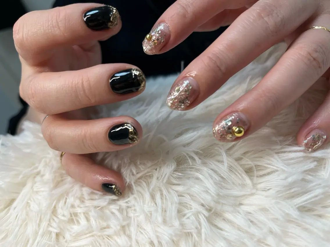 ネイル ラメ(グリッター) ネイビー ek.nail⭐︎ kanaのネイルデザイン