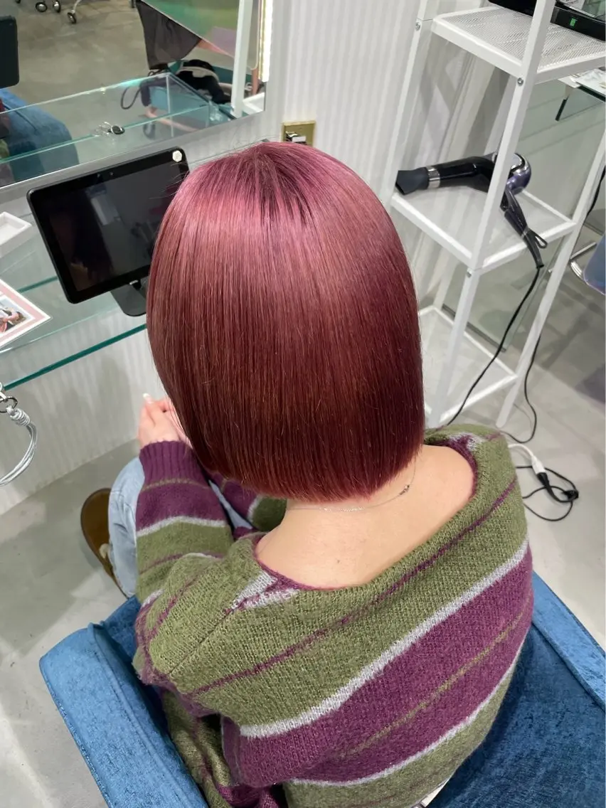 ミディアム カラー ピンクカラー ヘアカラー 安井まゆ _Box mico.のヘアスタイル