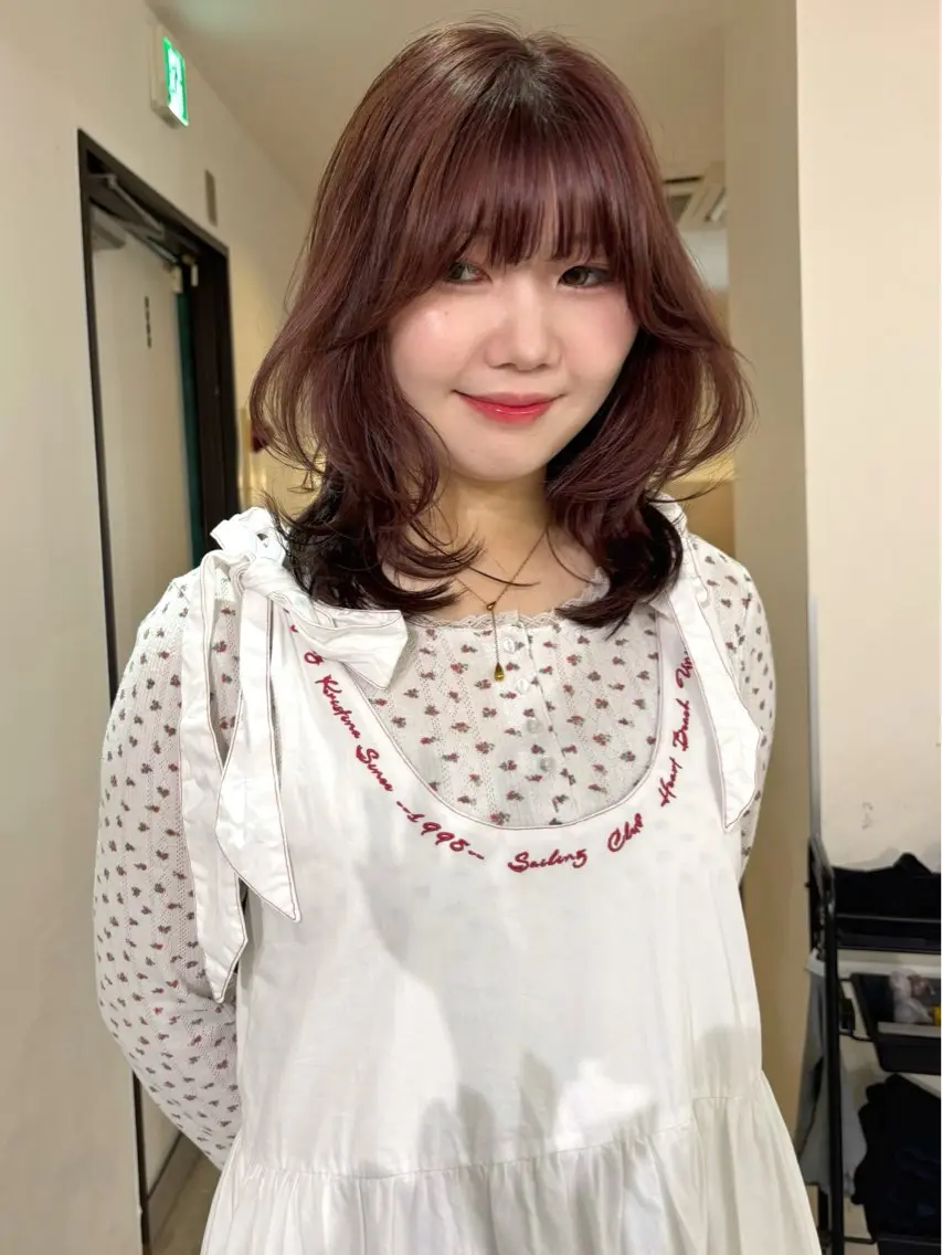 ミディアム カラー カット ヘアカラー mizuki/ピンク ベージュ.レイヤーのヘアスタイル