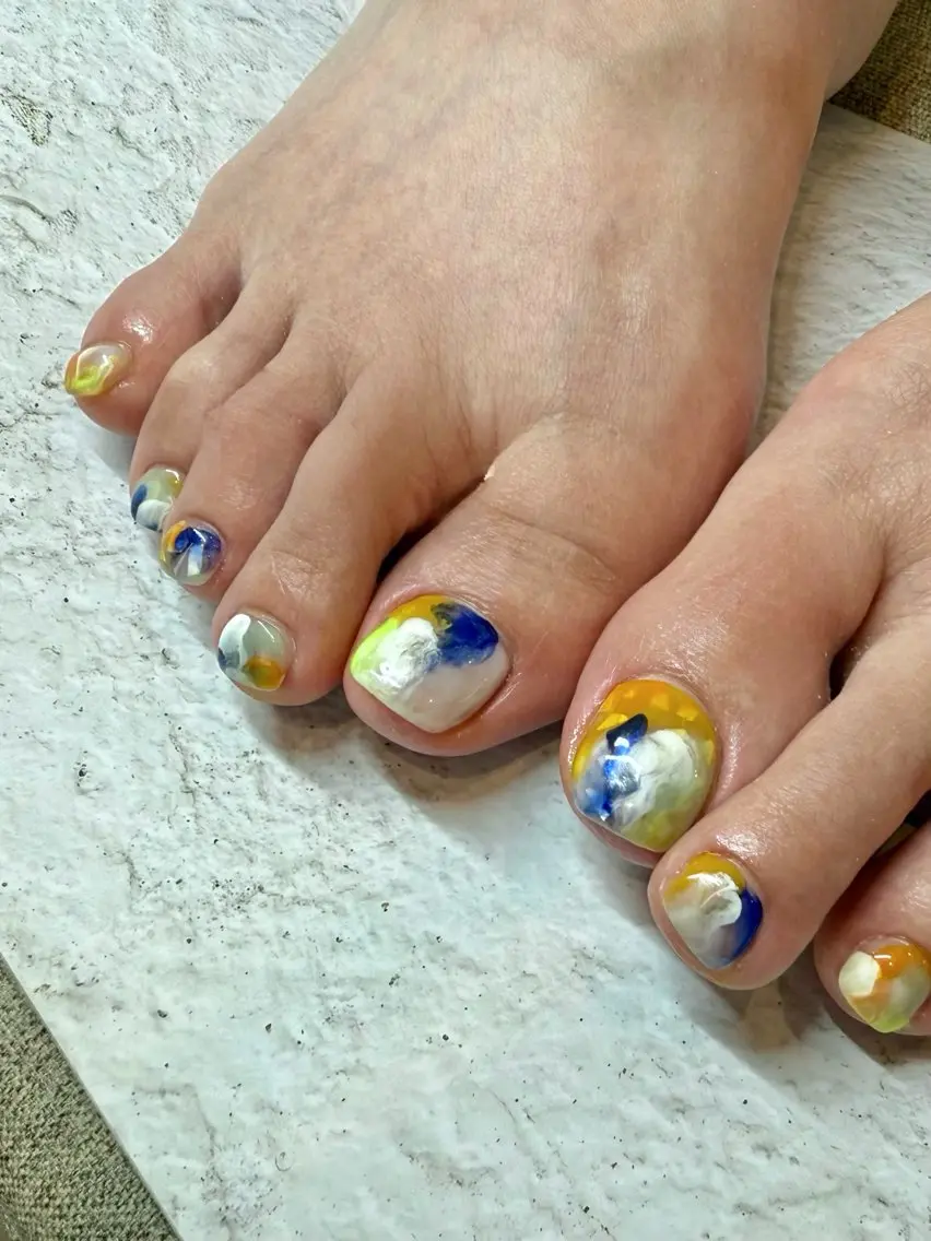 ネイル 大理石ネイル(マーブル) 持ち込み ニュアンスネイル フットネイル _ chihiroのネイルデザイン
