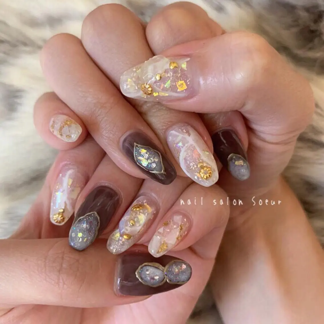 ネイル アートネイル 長さ出し ジェルネイル マットネイル ミラーネイル ハンドネイル nail salon Soeurのネイルデザイン
