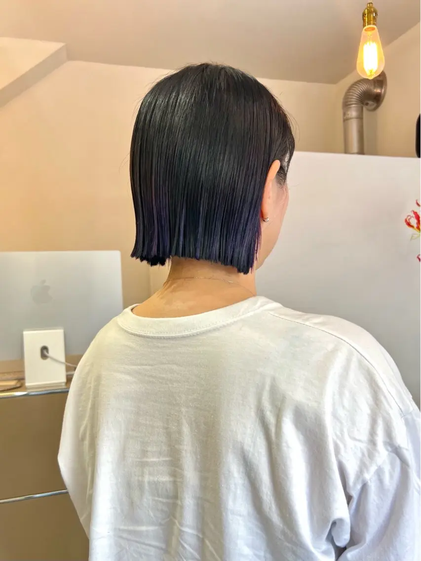 ミディアム カラー 切りっぱなしボブ ワンレンボブ ショートボブ ブリーチ ケアブリーチ ヘアカラー トリートメント 蔵前 デザインカット KOBAYASHIのその他イメージ
