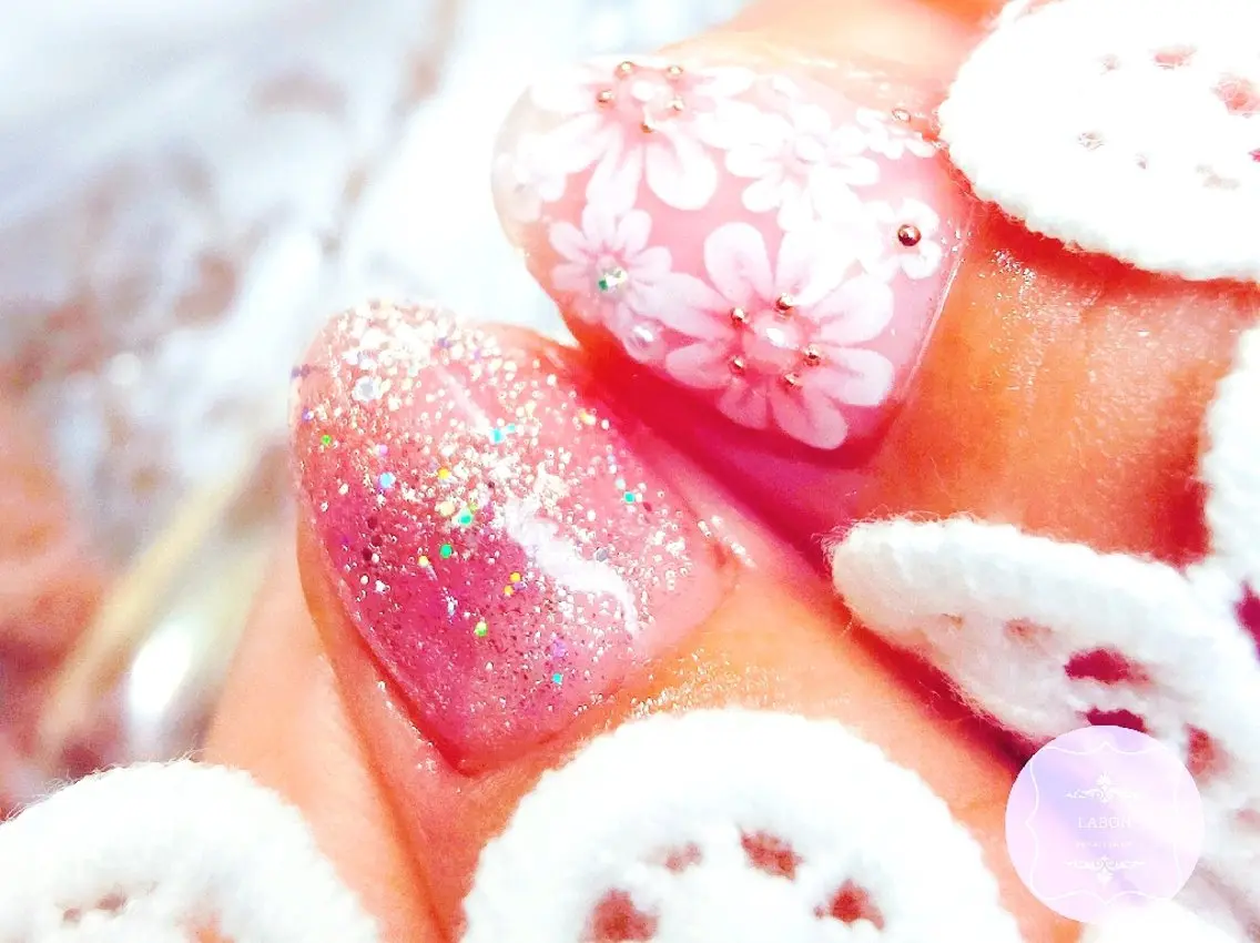 ネイル フラワーネイル 春ネイル Nail salon LABONのネイルデザイン