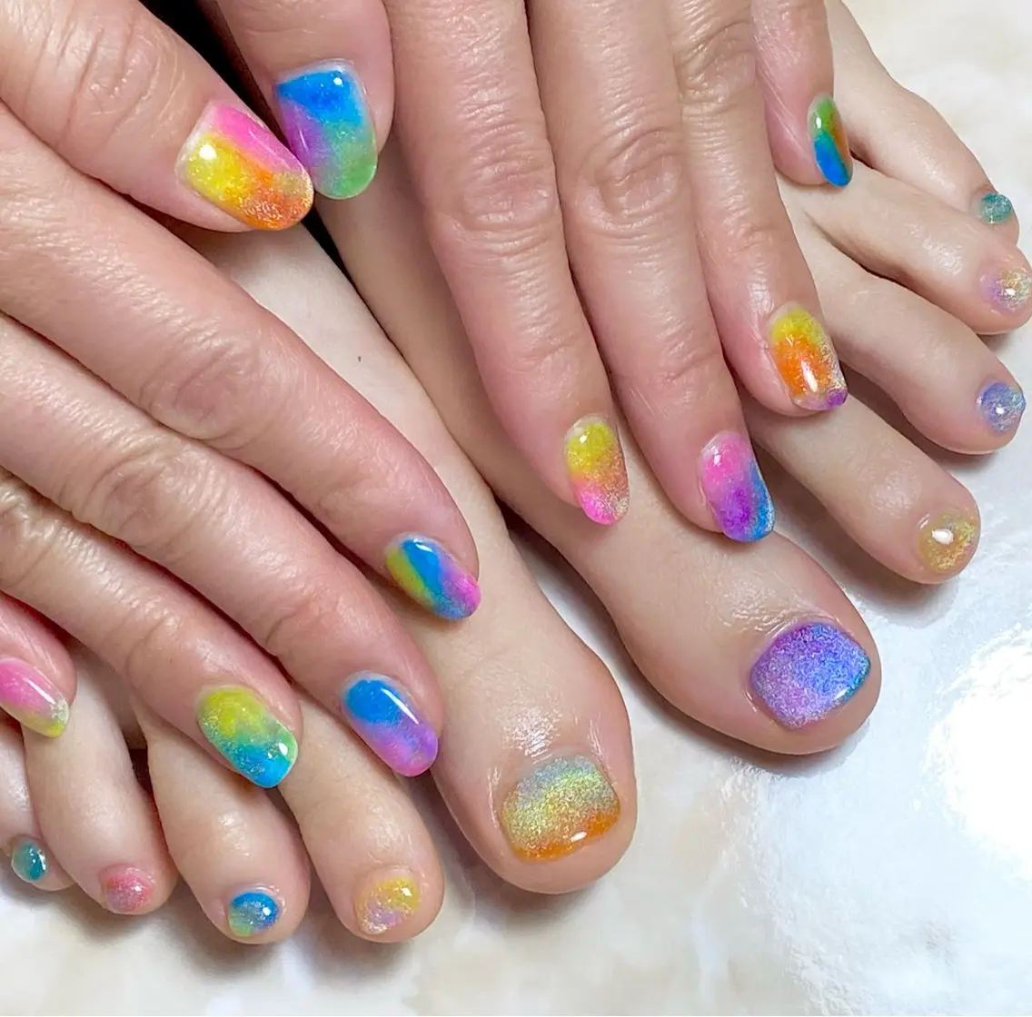ネイル フットネイル おそろいネイル フットネイル Narumi nailのネイルデザイン