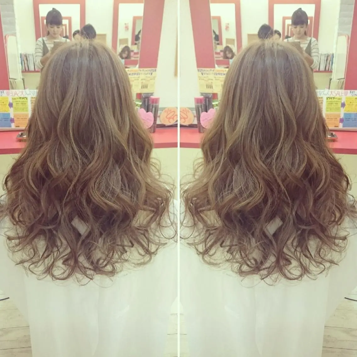 セミロング カラー ブリーチ グレージュ オーガニックカラー Le Lien カジのヘアスタイル
