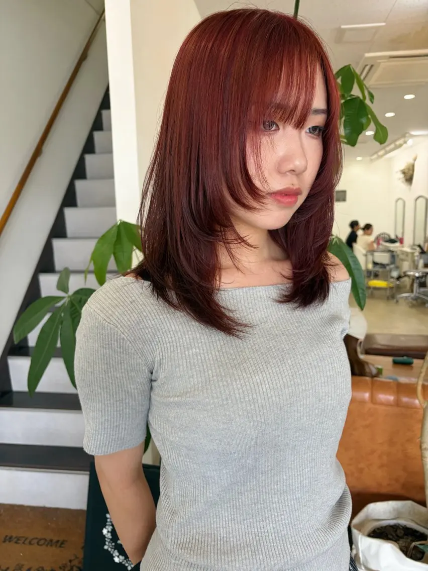 ミディアム カラー ブリーチ ダブルカラー ブリーチなしカラー カット ヘアカラー anjii リンのヘアスタイル
