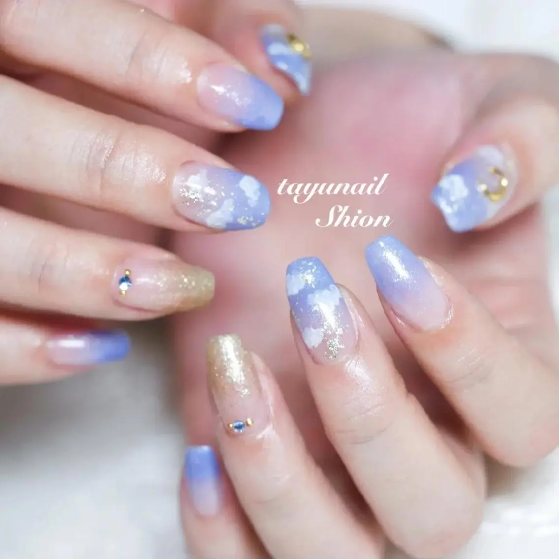 ネイル ブルー ジェルネイル パラジェル 夏ネイル ネイルサロン 【たゆnail】のネイルデザイン