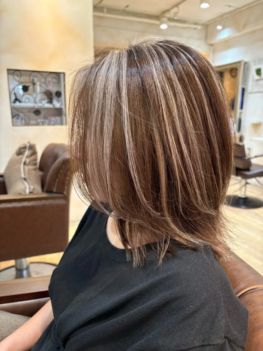 ミディアム カラー カット ヘアカラー Keita 白髪ぼかしのヘアスタイル
