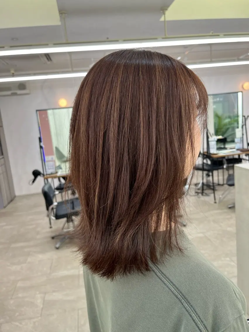 セミロング セミロングレイヤー ハイライト 髪質改善 レイヤーカット トリートメント ヘアカラー トリートメント 髪質改善/増田拓真 金沢市/内灘/美容室のヘアスタイル