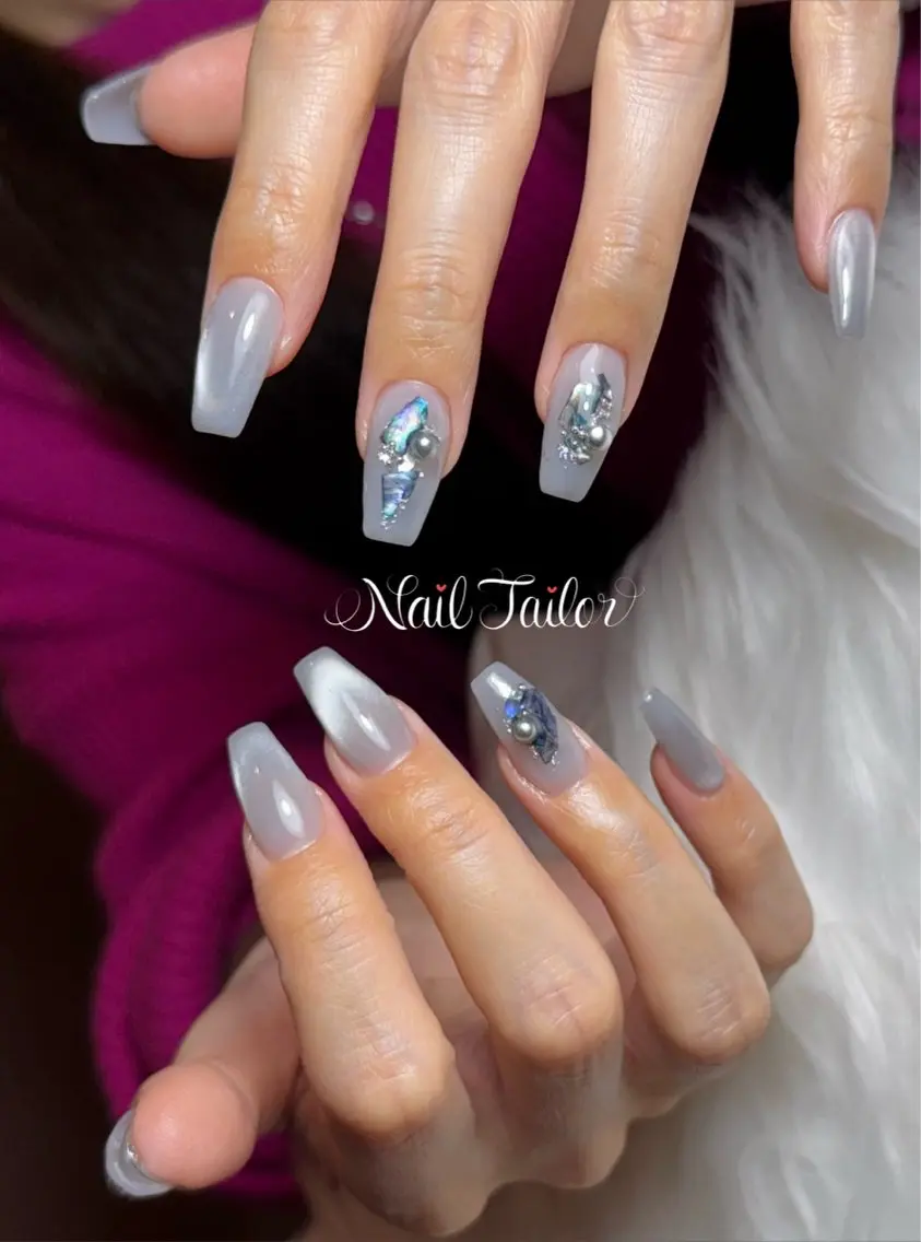 ネイル アートネイル 長さ出し フレンチネイル マグネットネイル マグネットフレンチ ハンドネイル NailTailor ネイルテイラーのネイルデザイン