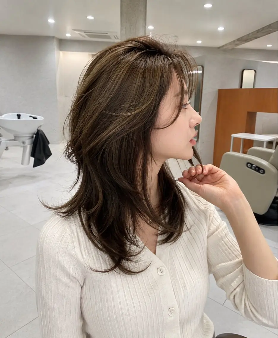 ミディアム カラー ミディアムレイヤー レイヤーカット カット ヘアカラー トリートメント kakeru/ ミディアムレイヤーのヘアスタイル