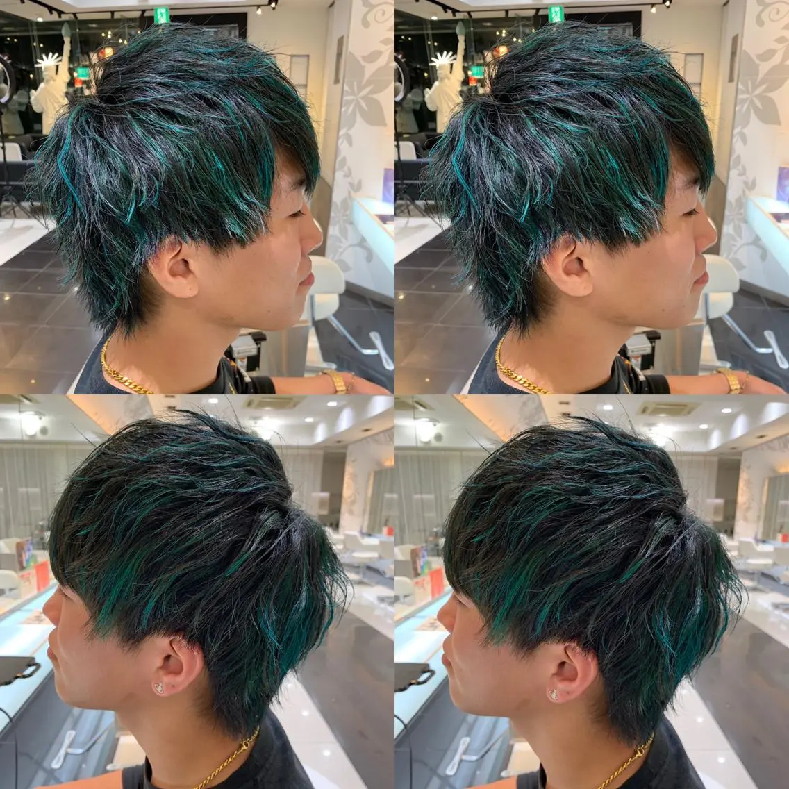 ショート カラー メンズ メンズメッシュ デザインカラー メッシュ 赤み消しカラー /透明感カラー 上長のヘアスタイル