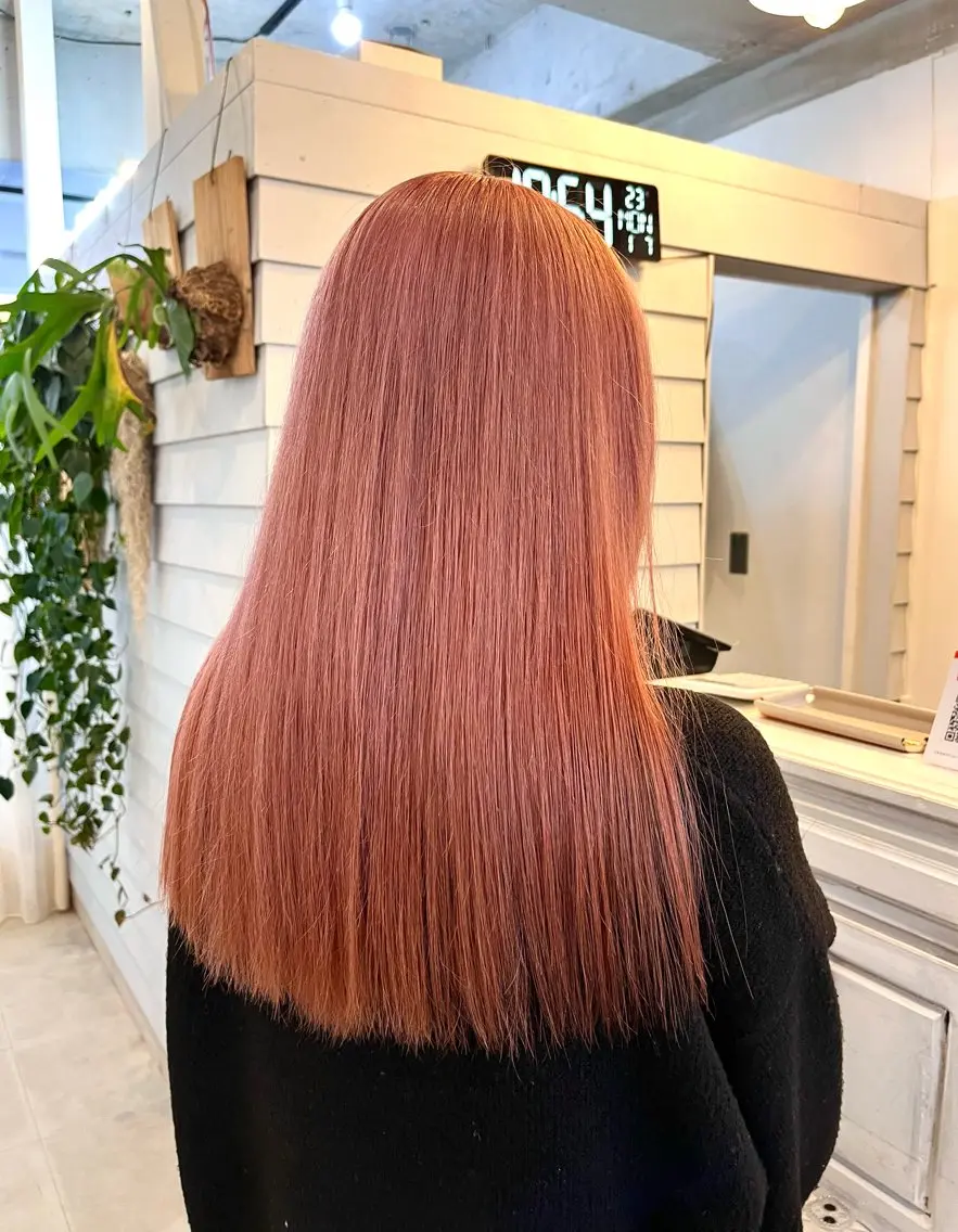 セミロング カラー ピンクカラー ヘアカラー ブリーチ有無Wカラー メンズパーマ大成のヘアスタイル