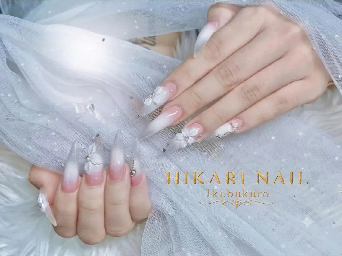 ネイル チークネイル 長さ出し フレンチネイル ガーリー ハロウィン ハンドネイル HikariNail Ikebukuroのネイルデザイン