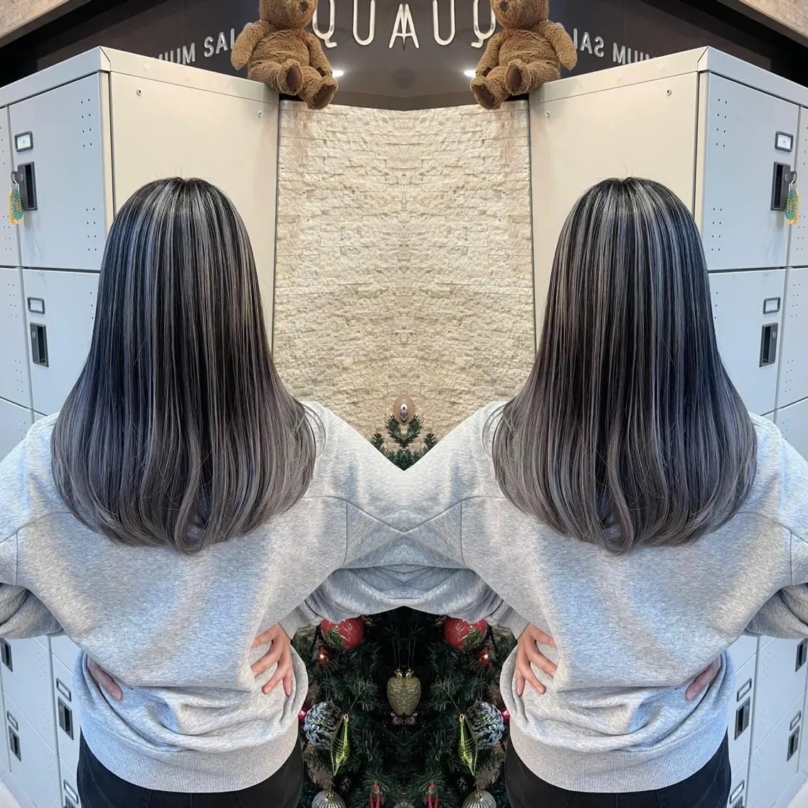セミロング ヘアカラー Y Uのヘアスタイル