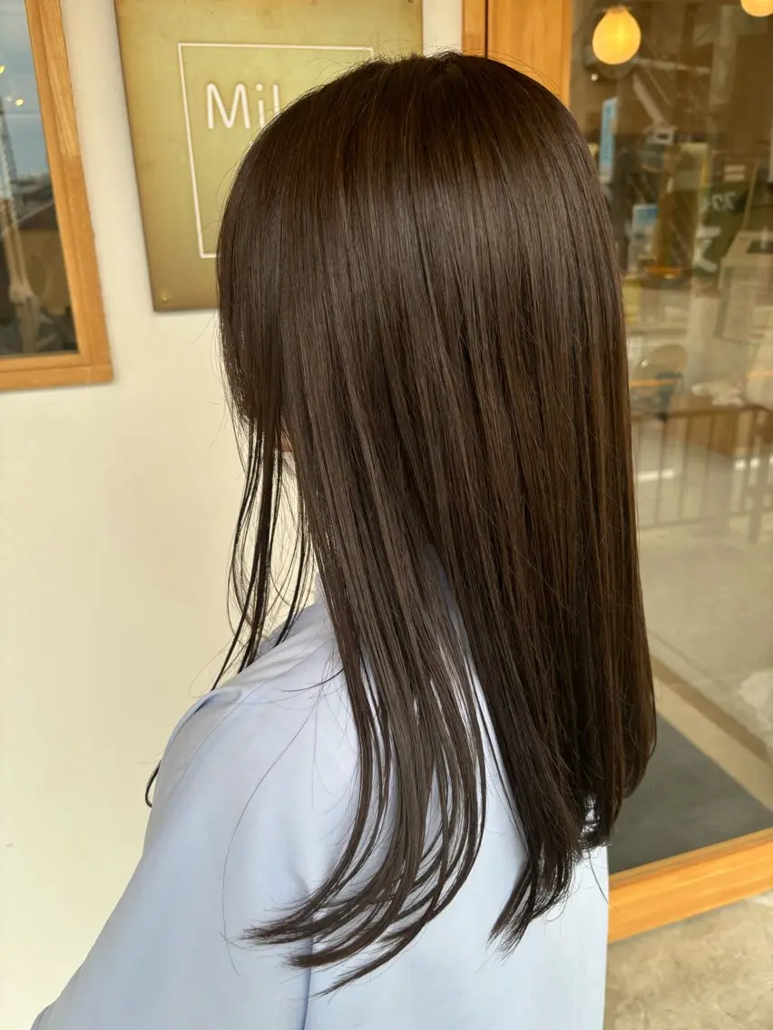 セミロング カラー ベージュカラー オリーブベージュ MiL/ hinariのヘアスタイル
