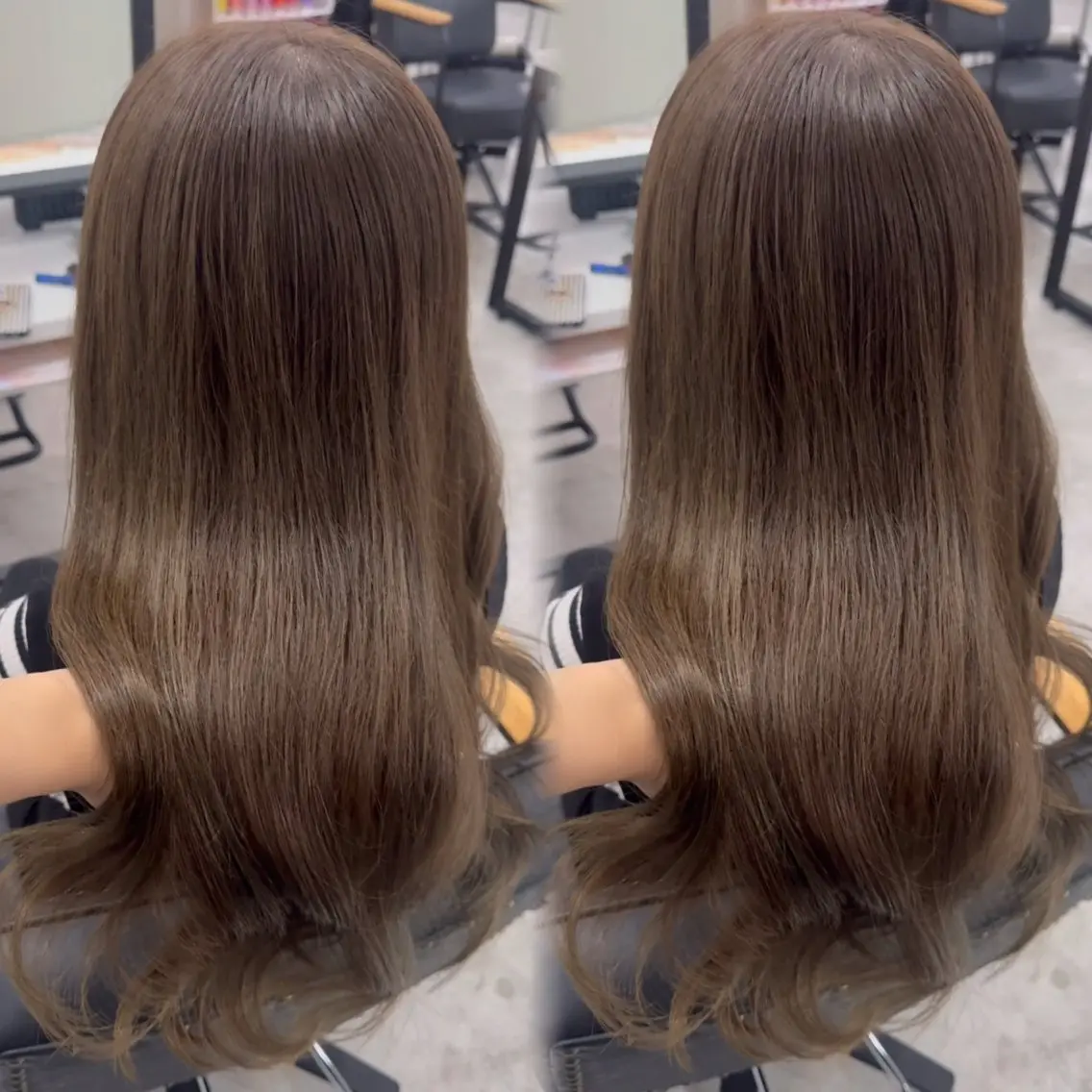 ロング カラー アッシュ アッシュブラウン ベージュカラー 黒髪 ブリーチ ヘアカラー トリートメント 赤み無し柔らかカラー 【梅田】madokaのヘアスタイル