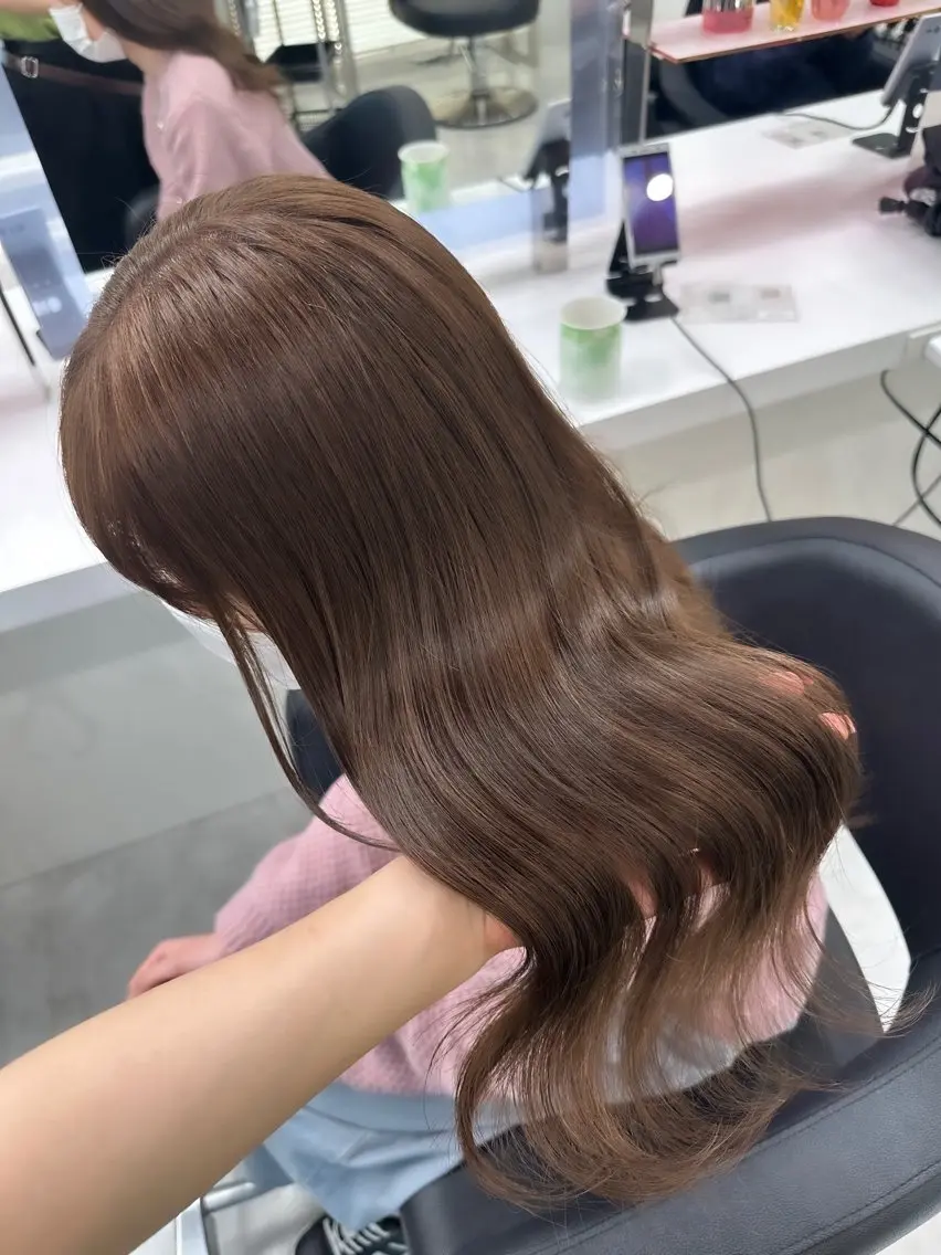セミロング アッシュ チョコレートブラウン 韓国風カラー ピンクブラウン 髪質改善 ヘアカラー トリートメント ヘッドスパ 🤎MISAKI 艶髪カラー🤎のヘアスタイル