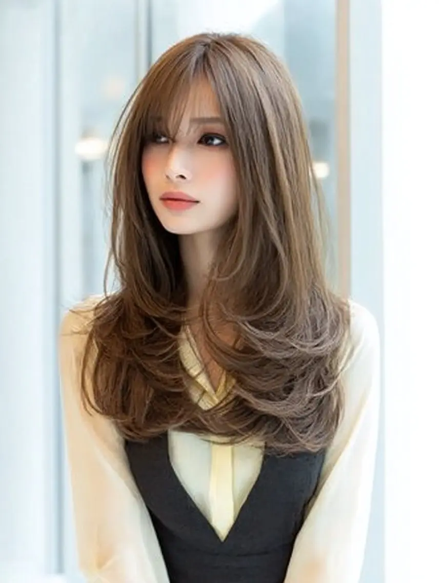 セミロング セミロングパーマ ハイレイヤー 韓国風ヘア レイヤーカット カット ヘアカラー トリートメント ✨毛髪診断で絶対綺麗 ✨美髪艶髪専門✨高浪のヘアスタイル